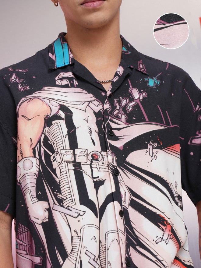 Marvel By Highlander Black X-Men Printed Relaxed Fit Casual Shirt - Black - Image 5
