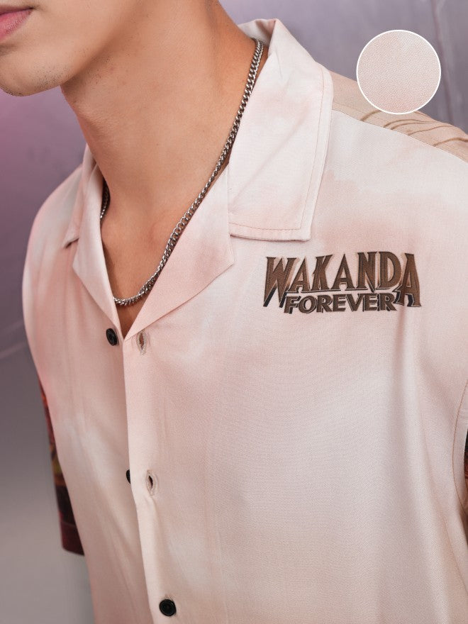 Marvel By Highlander Men Beige Black Panther Printed Relaxed Fit Casual Shirt - Beige - Image 5