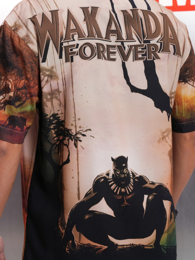 Marvel By Highlander Men Beige Black Panther Printed Relaxed Fit Casual Shirt - Beige - Image 7