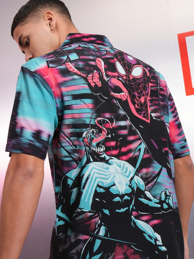 Marvel By Highlander Multi Spider-Man & Venom Printed Relaxed Fit Casual Shirt - Multi - Image 1