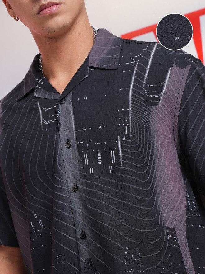 Marvel By Highlander Men Charcoal Spider-Man Printed Relaxed Fit Casual Shirt - Charcoal - Image 5