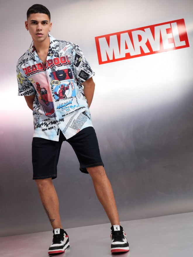 Marvel By Highlander Men Multi Deadpool Printed Relaxed Fit Casual Shirt - Multi - Image 3