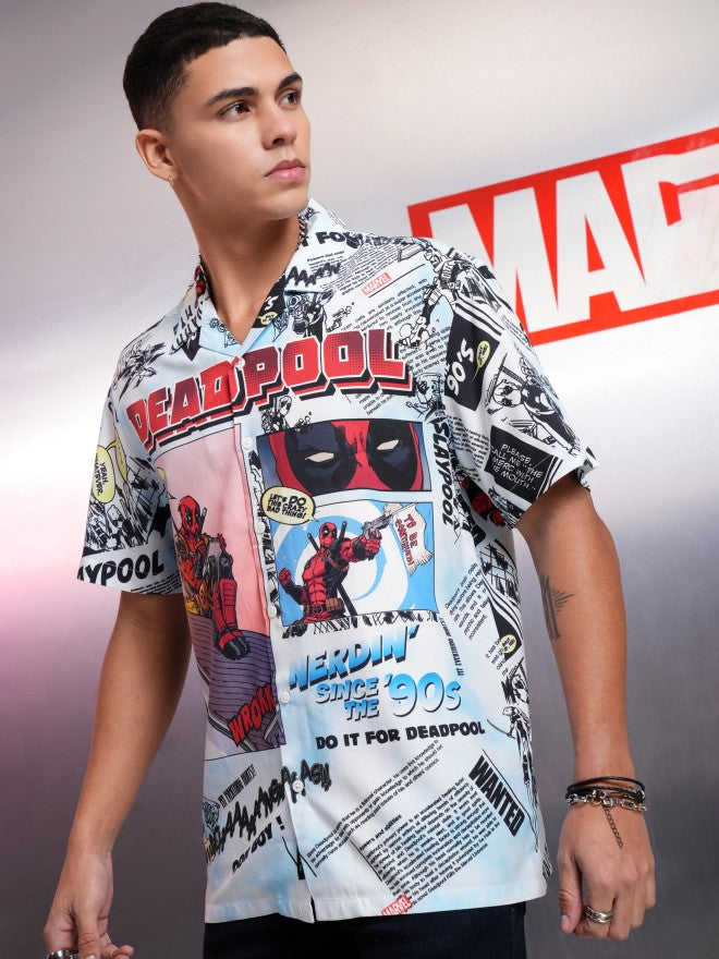 Marvel By Highlander Men Multi Deadpool Printed Relaxed Fit Casual Shirt - Multi - Image 4