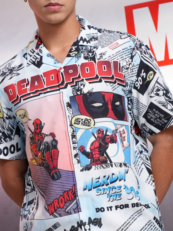 Marvel By Highlander Men Multi Deadpool Printed Relaxed Fit Casual Shirt - Multi - Image 5