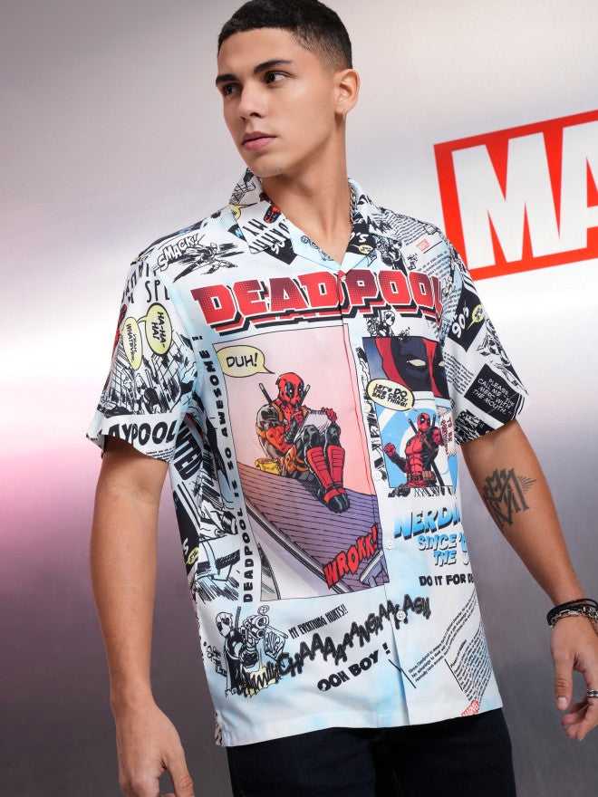 Marvel By Highlander Men Multi Deadpool Printed Relaxed Fit Casual Shirt - Multi - Image 6