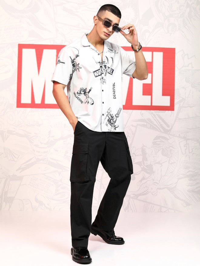 Marvel By Highlander Men Grey Deadpool And Wolverine Printed Relaxed Fit Casual Shirt - Grey - Image 3