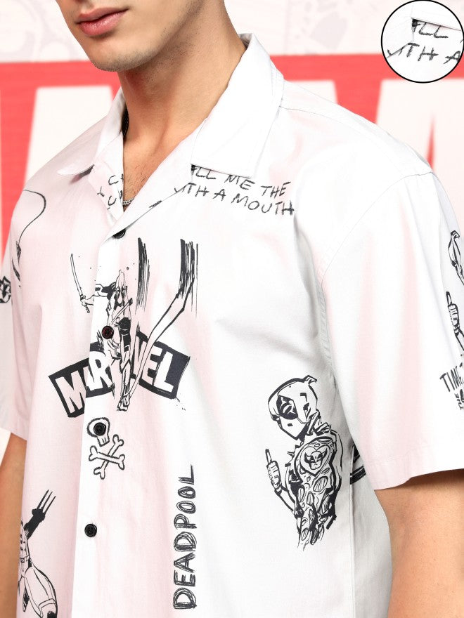 Marvel By Highlander Men Grey Deadpool And Wolverine Printed Relaxed Fit Casual Shirt - Grey - Image 5