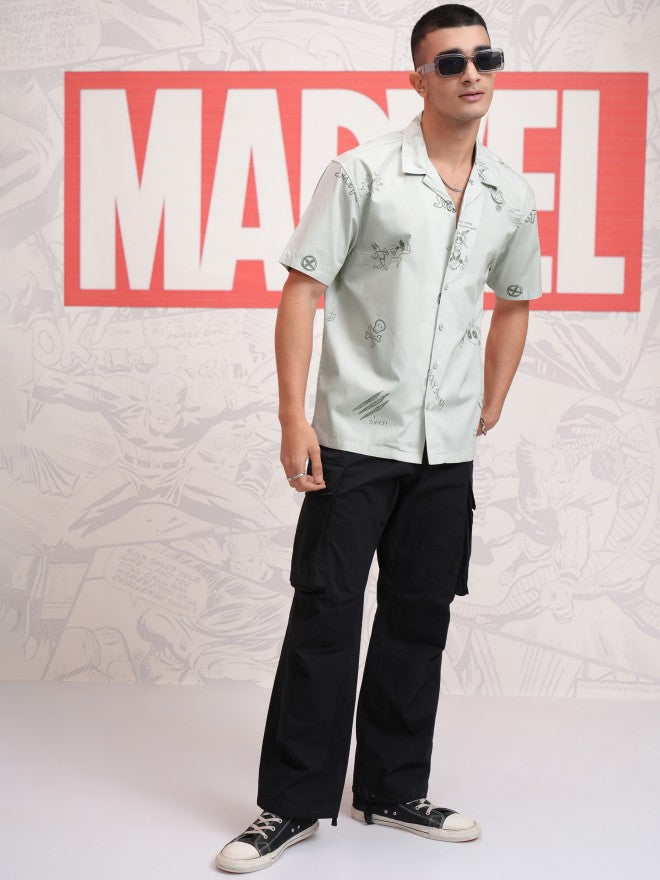 Marvel By Highlander Men Grey Deadpool And Wolverine Printed Relaxed Fit Casual Shirt - Grey - Image 2