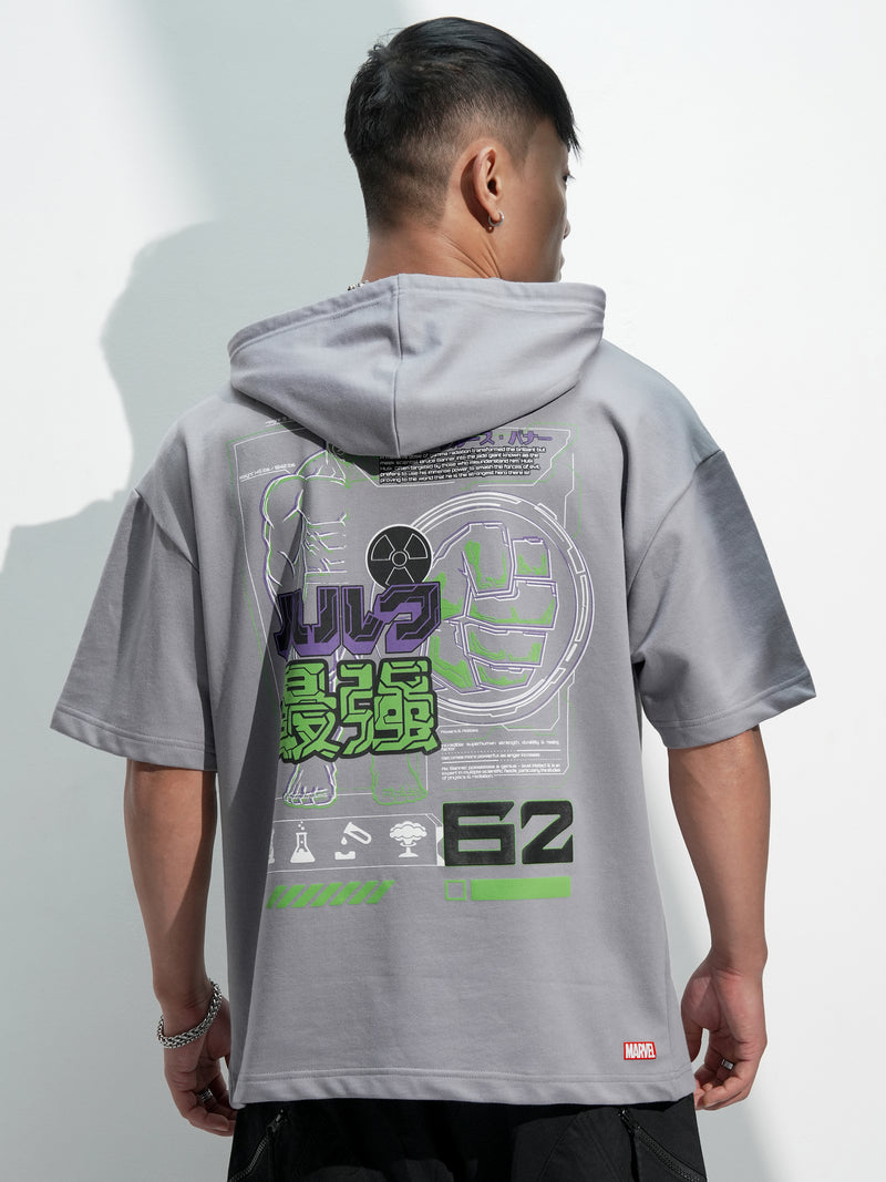 Marvel By Highlander Men Grey Hulk Hooded Pullover Sweatshirt - Grey - Image 1