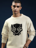Marvel By Highlander Men Off White Black Panther Round Neck Pullover Sweater - Off White - Image 1