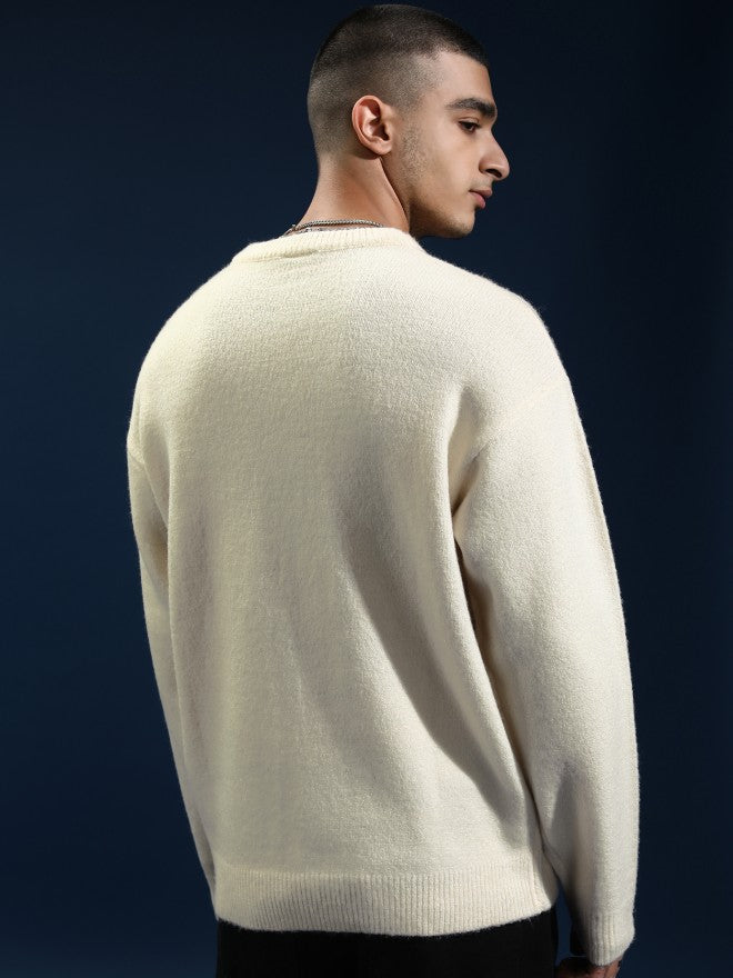 Marvel By Highlander Men Off White Black Panther Round Neck Pullover Sweater - Off White - Image 3