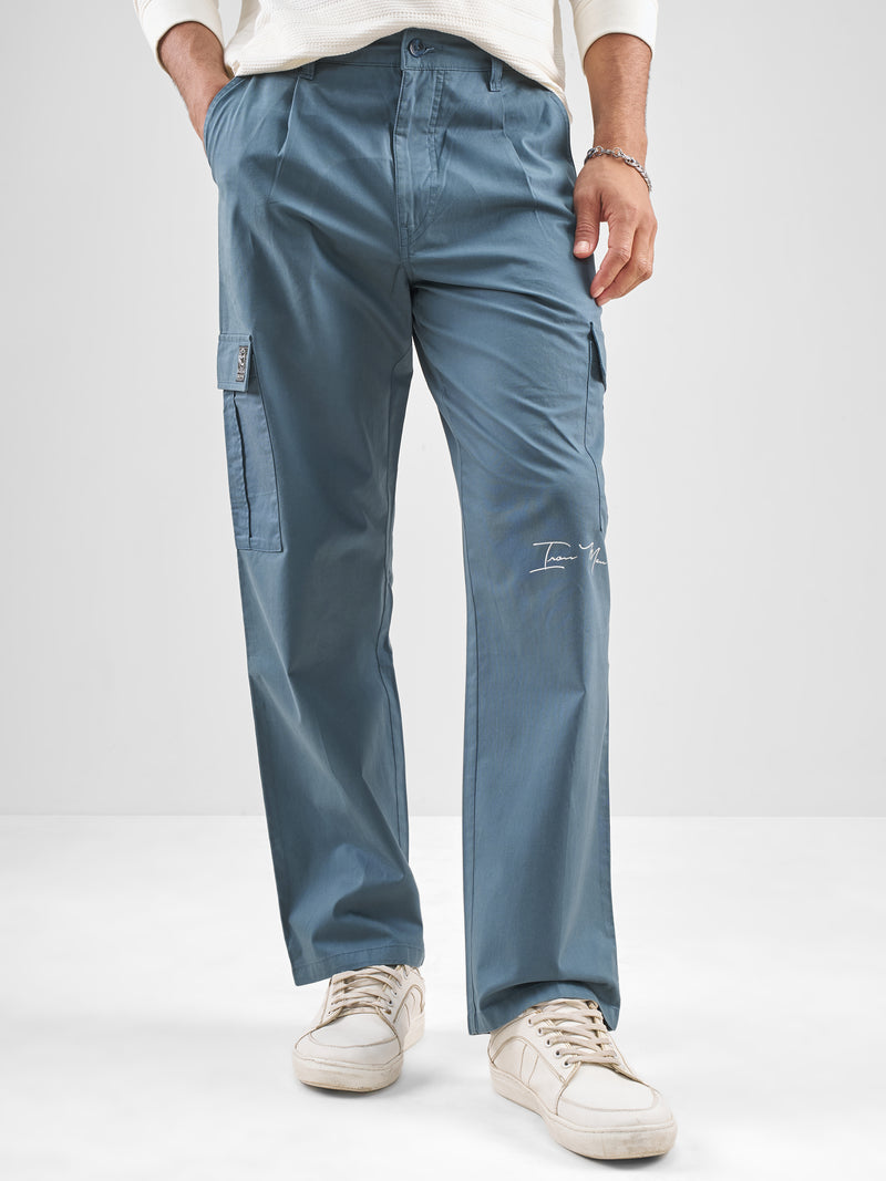 Marvel By Highlander Men Blue Iron Man Straight Fit Solid Cargos - Blue - Image 1