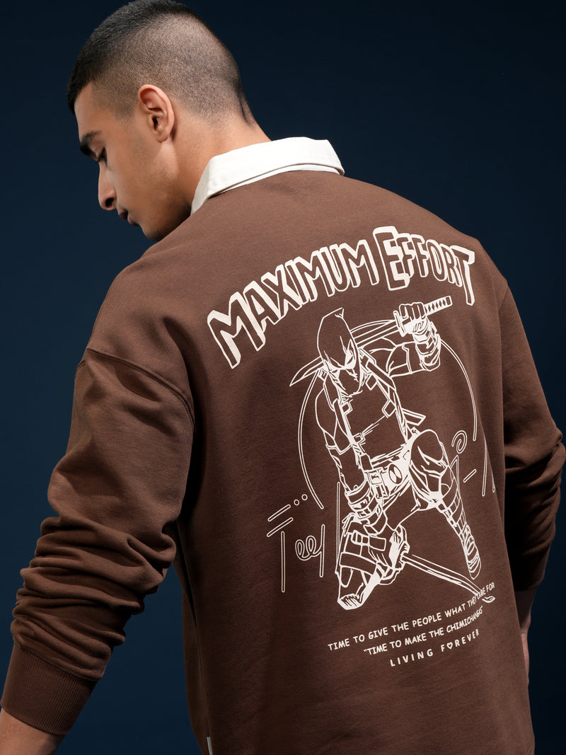 Marvel By Highlander Men Brown Deadpool Printed Polo Collar T-Shirt - Brown - Image 1