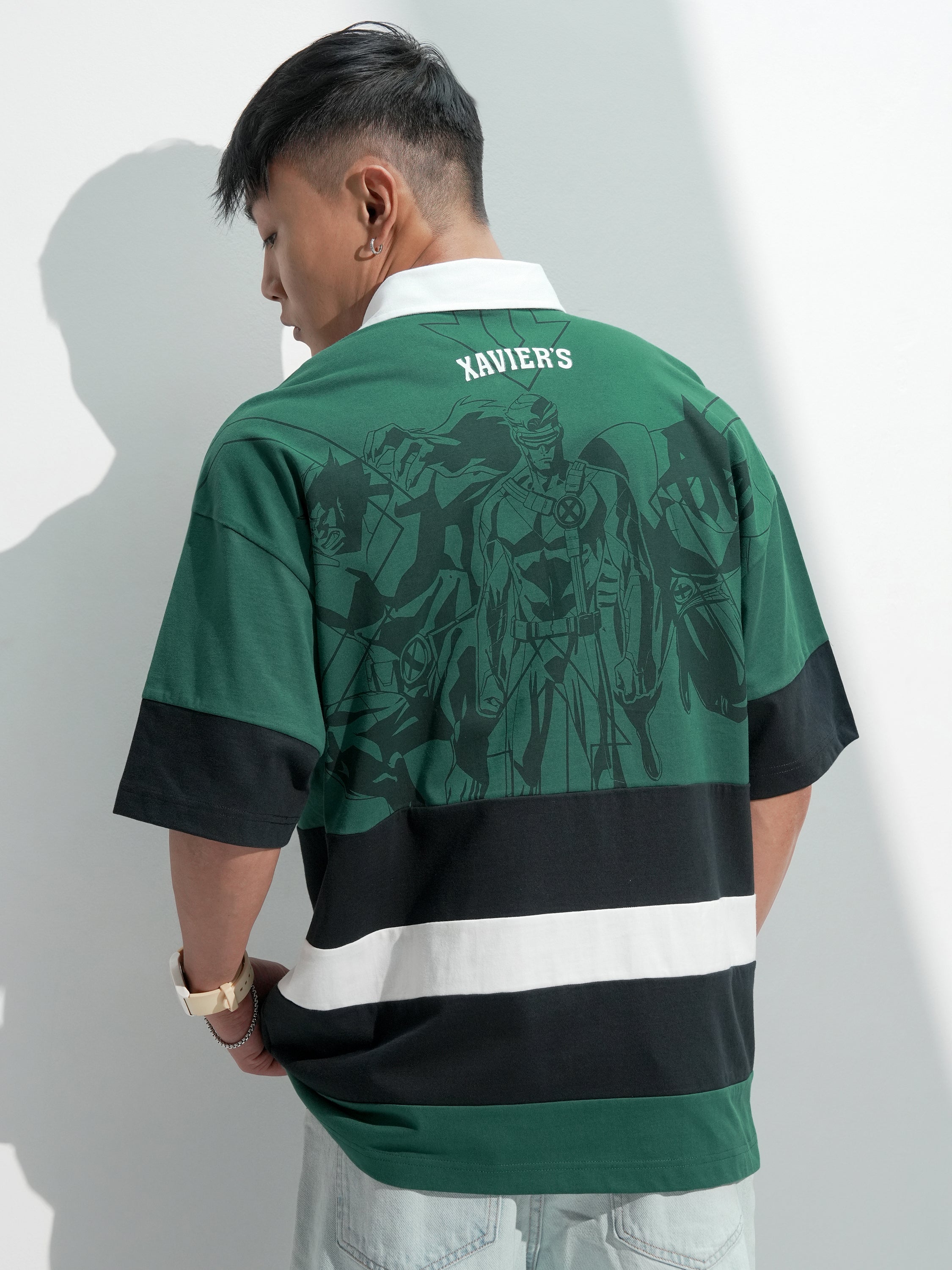 Marvel By Highlander Men Green X-Men Printed Polo Collar T-Shirt - Green - Image 1