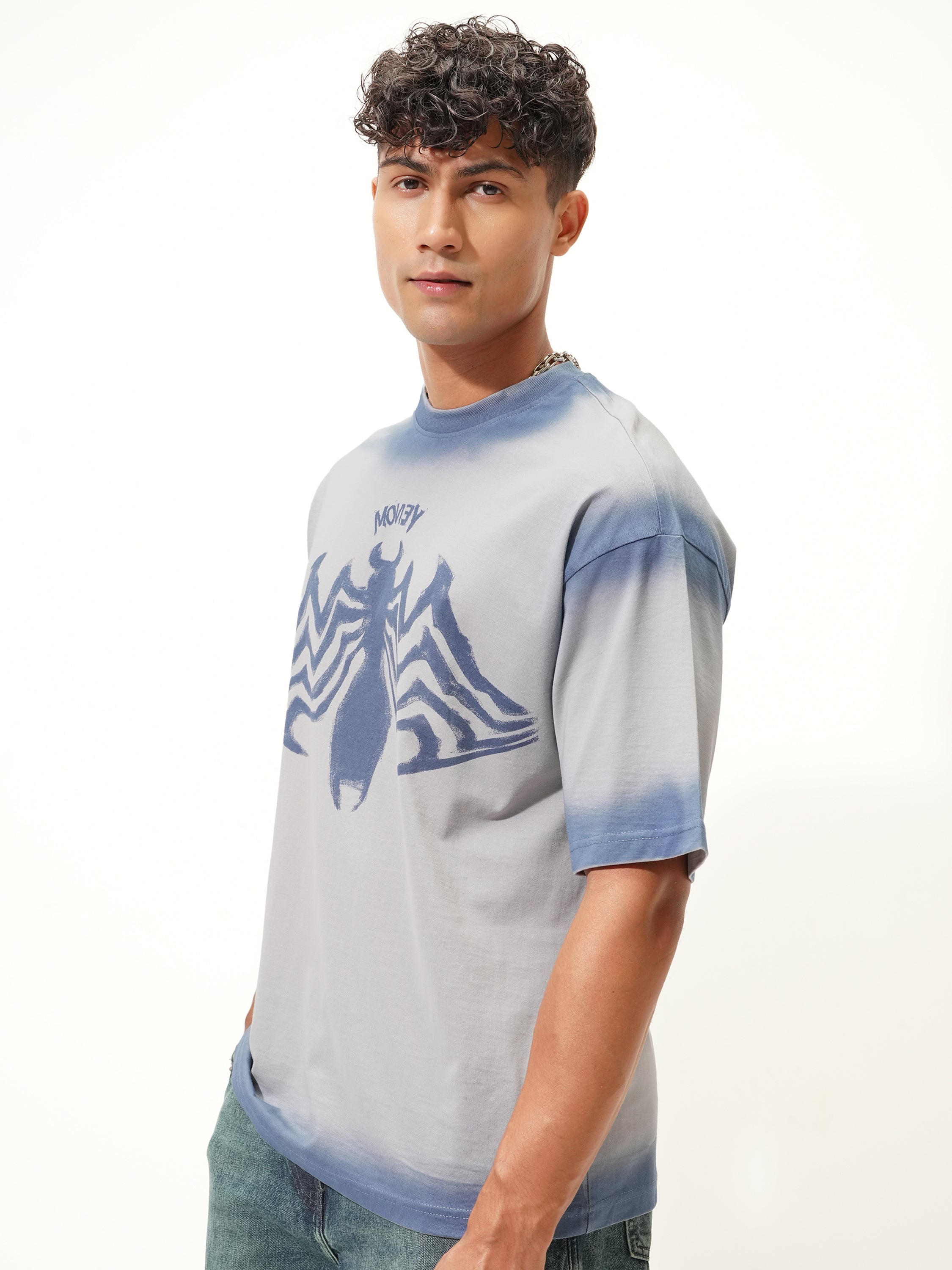 Marvel By Highlander Men Grey Venom Printed Round Neck Oversized Fit T-Shirt - Grey - Image 4