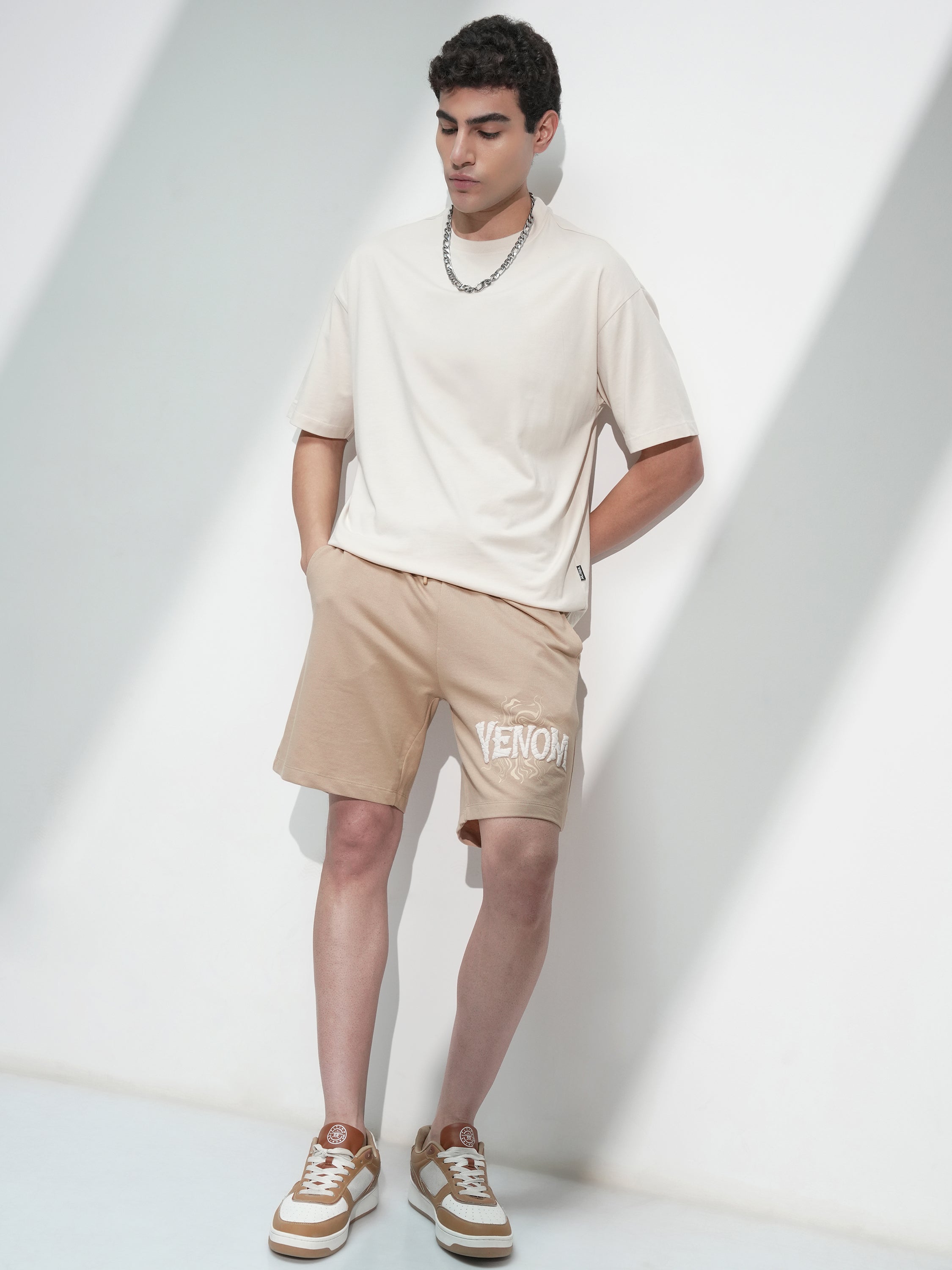 Marvel By Highlander Men Nude Venom Relaxed Fit Shorts - Nude - Image 2
