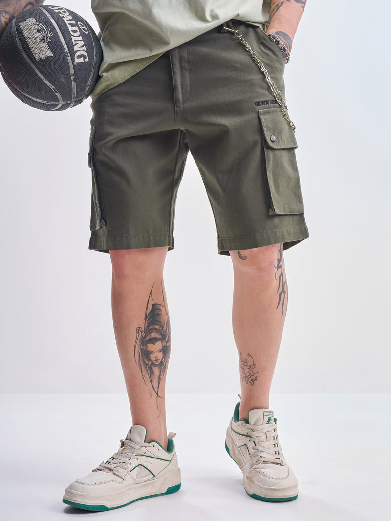 Marvel By Highlander Men Olive Black Panther Relaxed Fit Cargo Shorts - Olive - Image 1