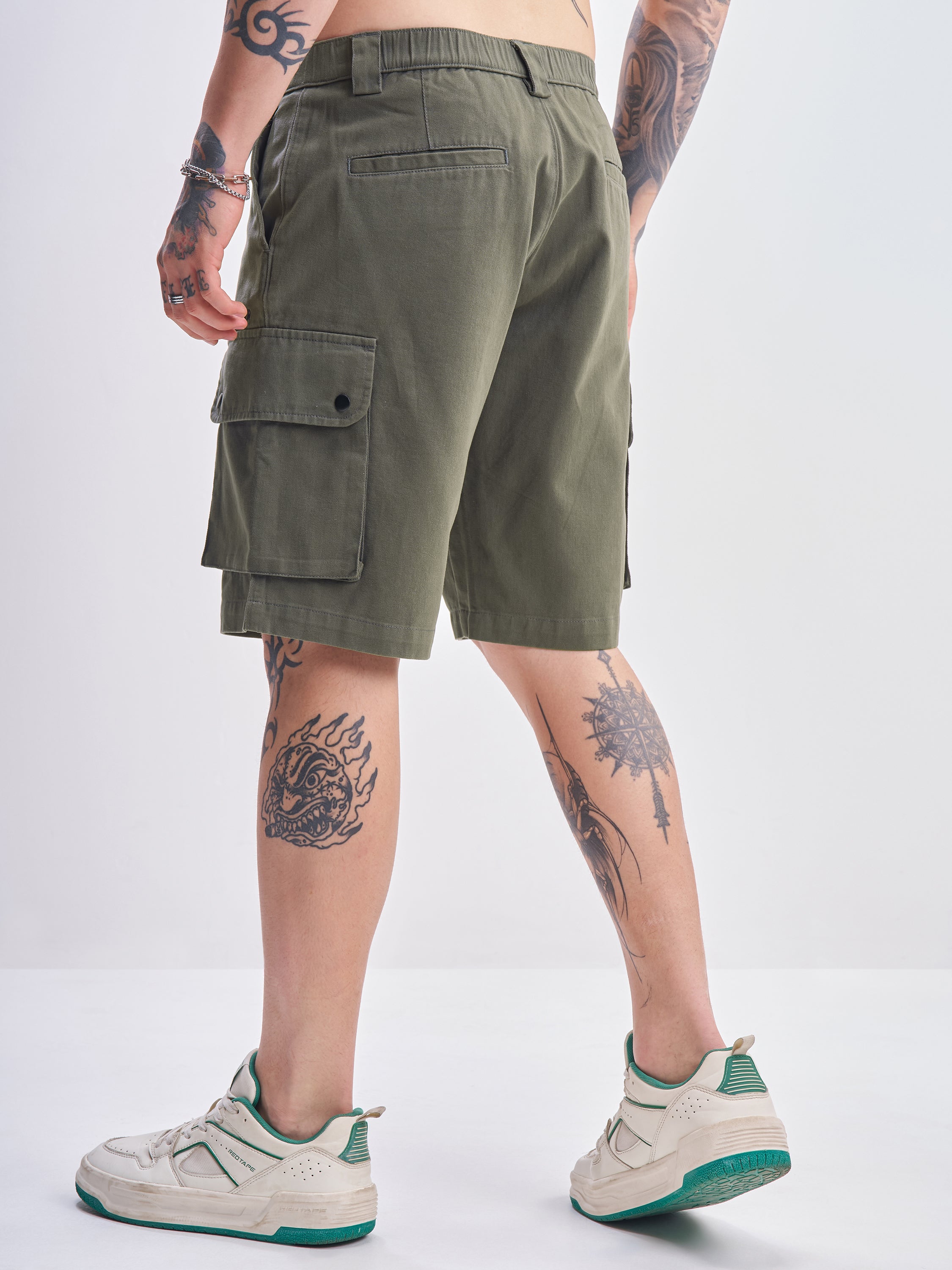 Marvel By Highlander Men Olive Black Panther Relaxed Fit Cargo Shorts - Olive - Image 3