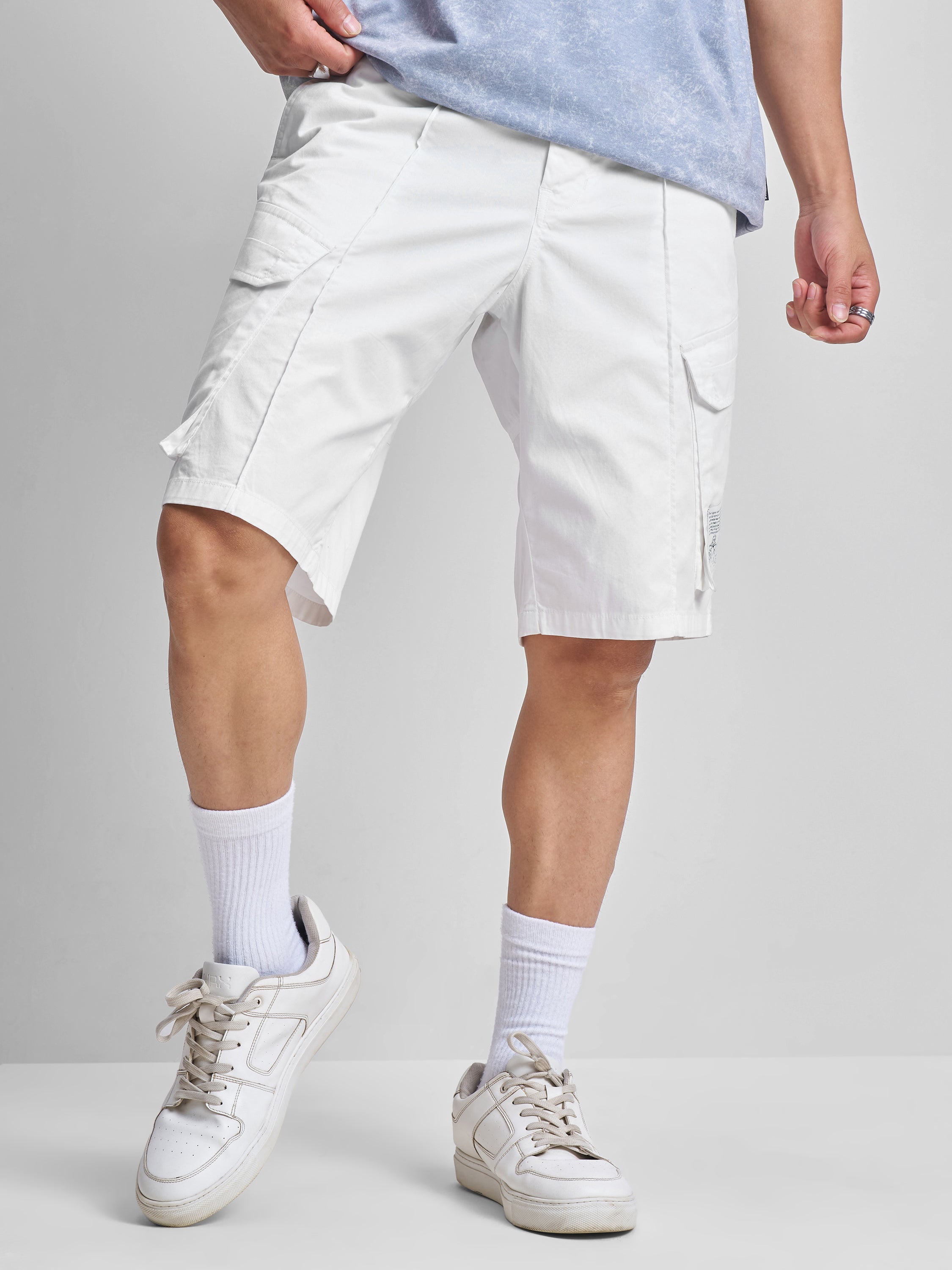 Marvel By Highlander Men White Iron Man Relaxed Fit Cargo Shorts - White - Image 1