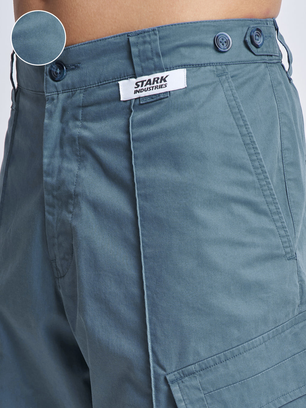 Marvel By Highlander Men Blue Iron Man Relaxed Fit Cargo Shorts - Blue - Image 5