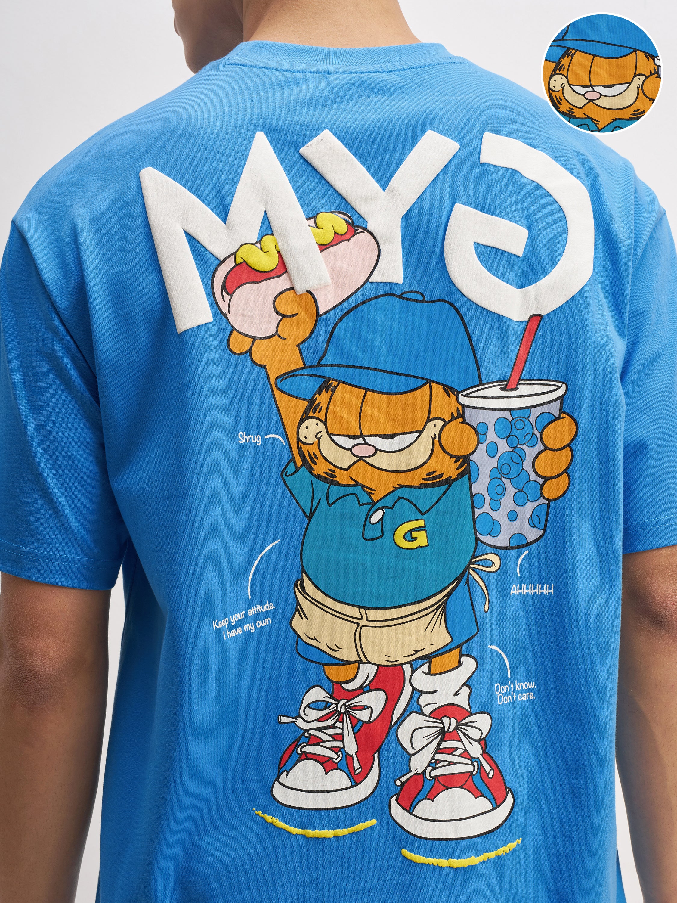 Highlander Men Blue Garfield Printed Round Neck T-Shirt - Blue - Image 5