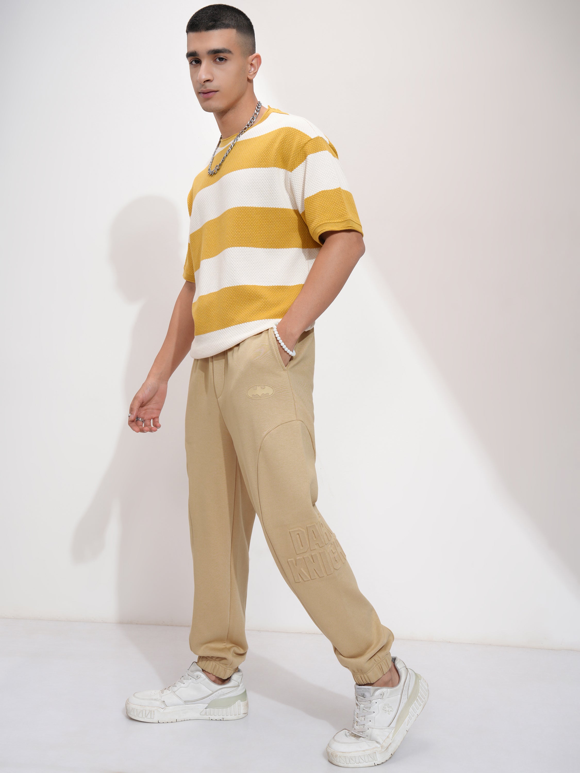 DC Comics By Highlander Men Dark Knight Brown Relaxed Fit Solid Joggers - Brown - Image 2