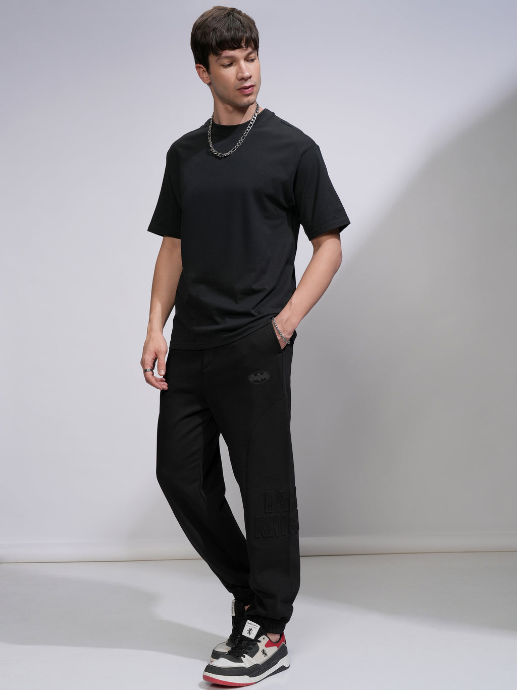 DC Comics By Highlander Men Black Batman Relaxed Fit Solid Joggers - Black - Image 2