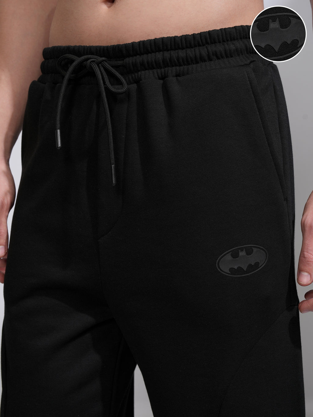 DC Comics By Highlander Men Black Batman Relaxed Fit Solid Joggers - Black - Image 5