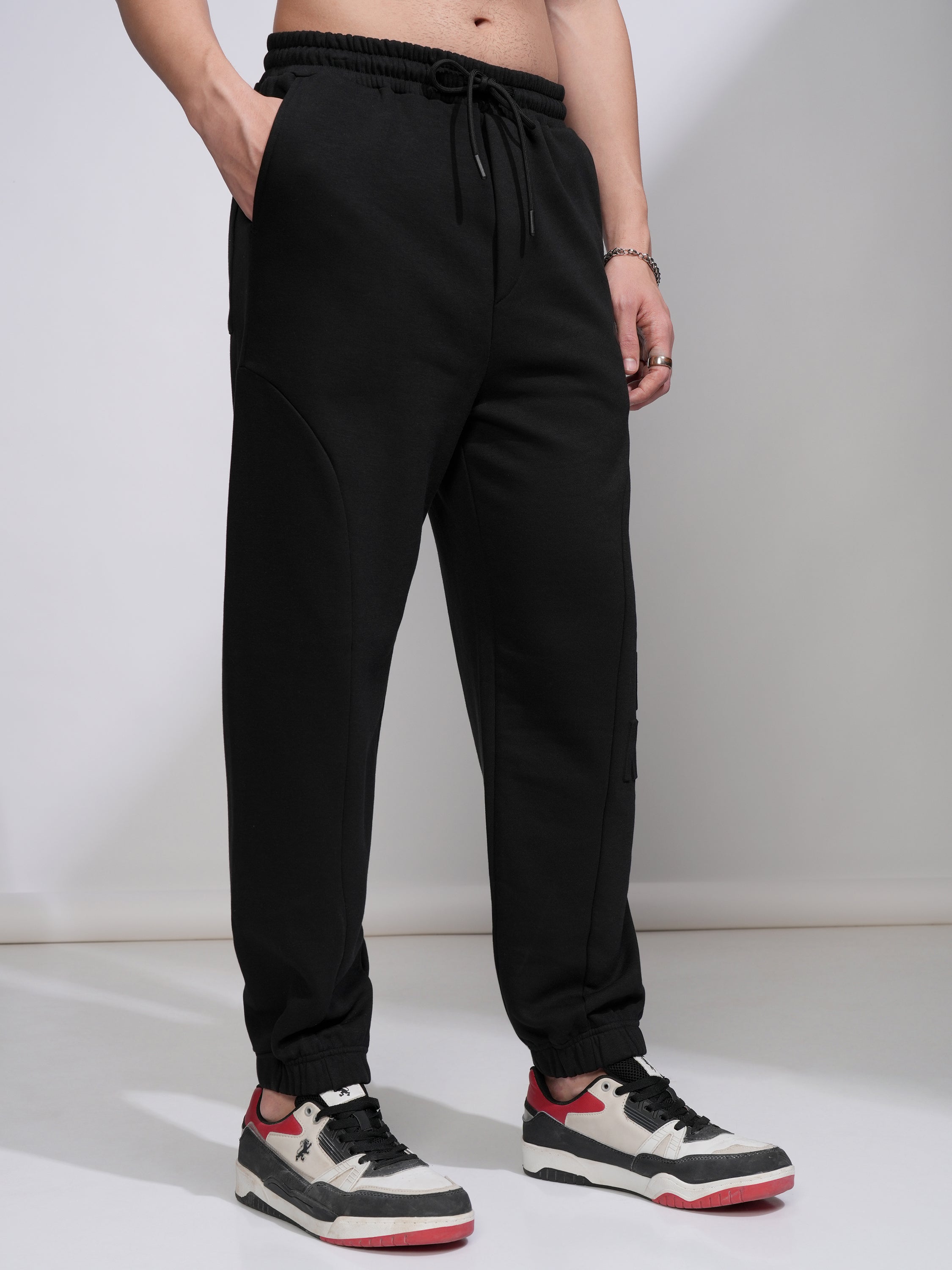 DC Comics By Highlander Men Black Batman Relaxed Fit Solid Joggers - Black - Image 6