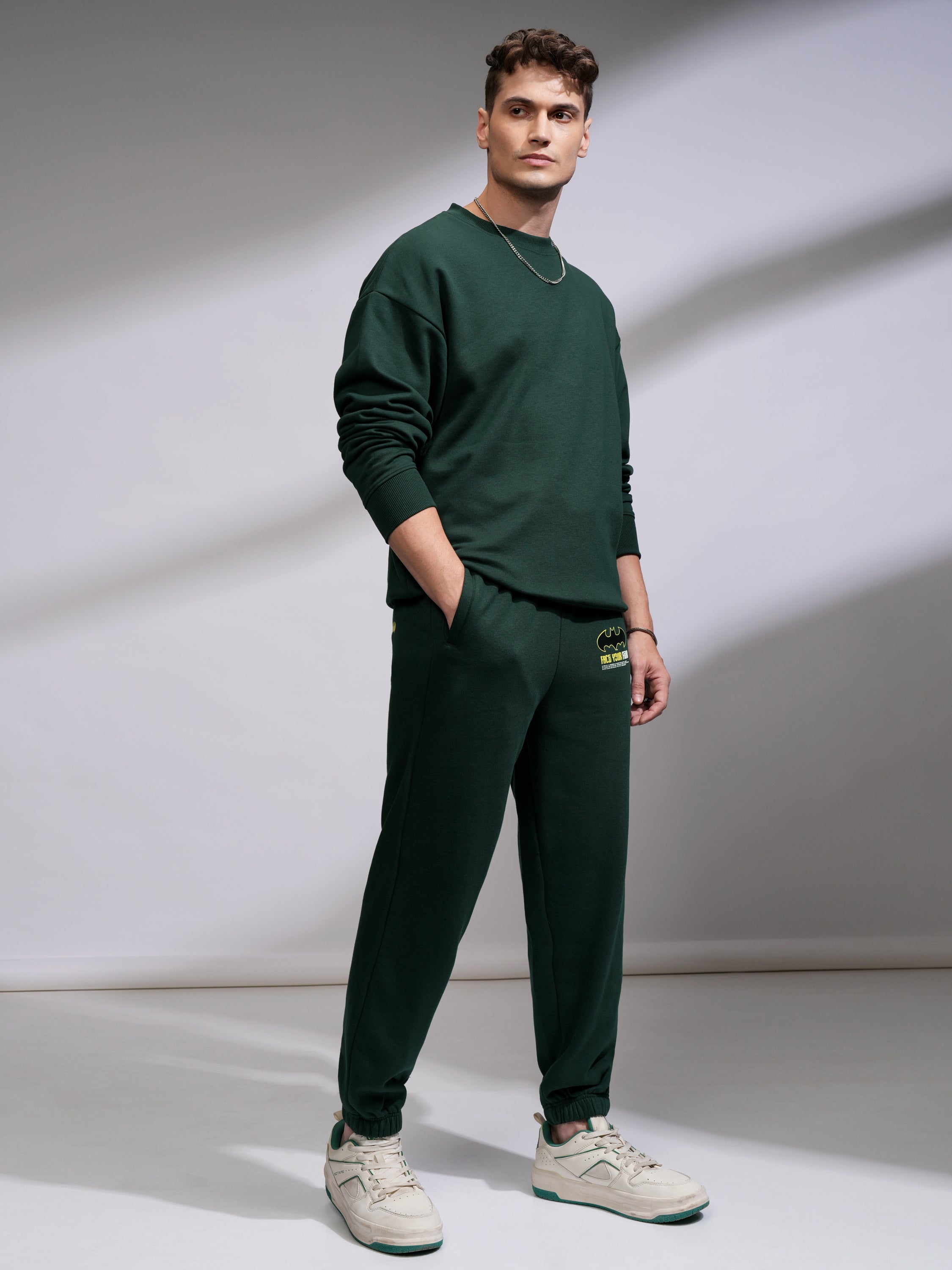 DC By Highlander Men Olive Batman Relaxed Fit Printed Joggers - Olive - Image 2