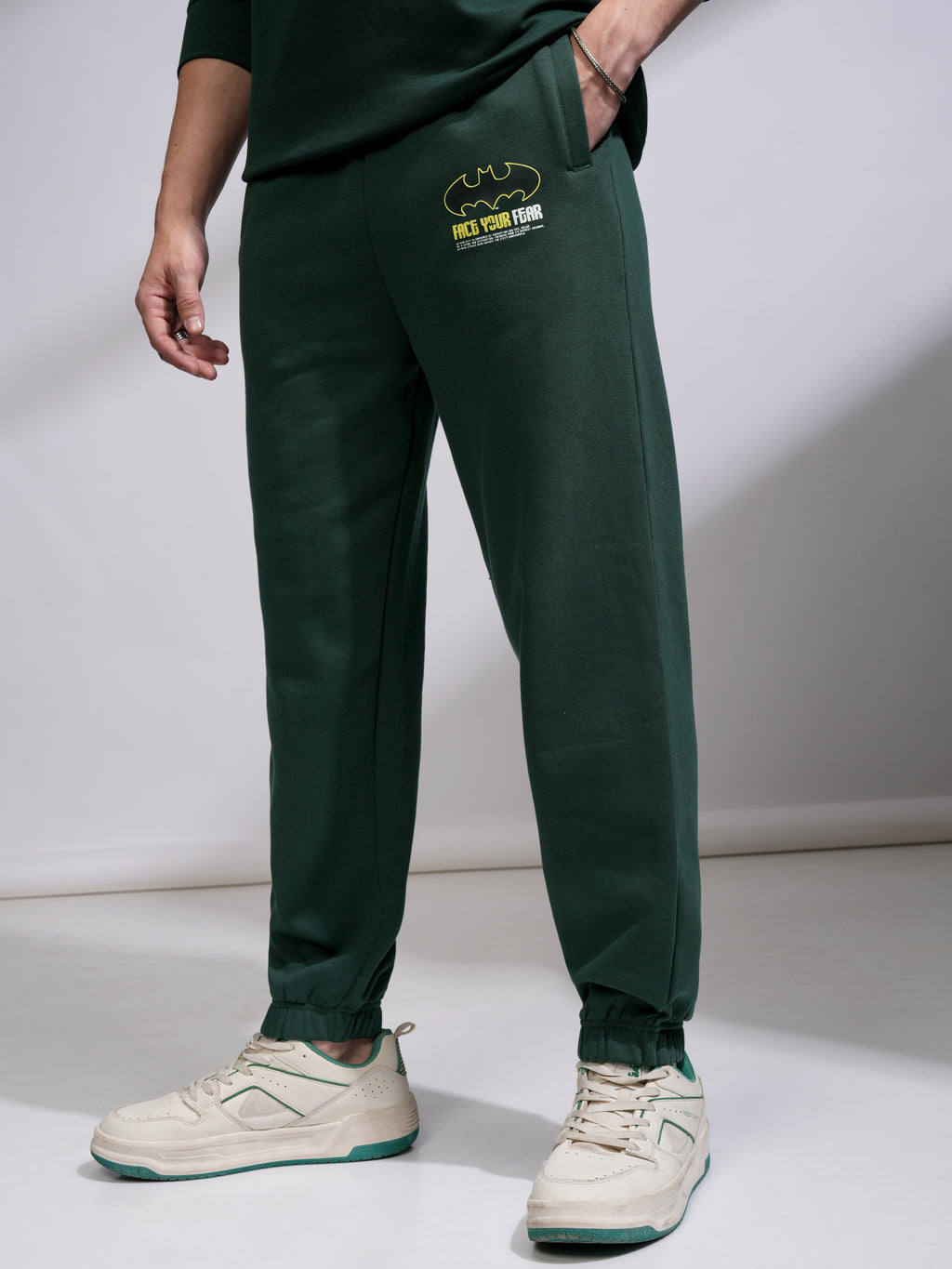 DC By Highlander Men Olive Batman Relaxed Fit Printed Joggers - Olive - Image 4