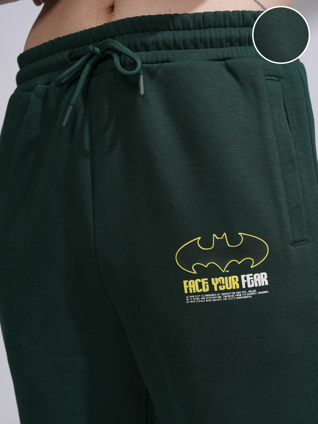 DC By Highlander Men Olive Batman Relaxed Fit Printed Joggers - Olive - Image 5