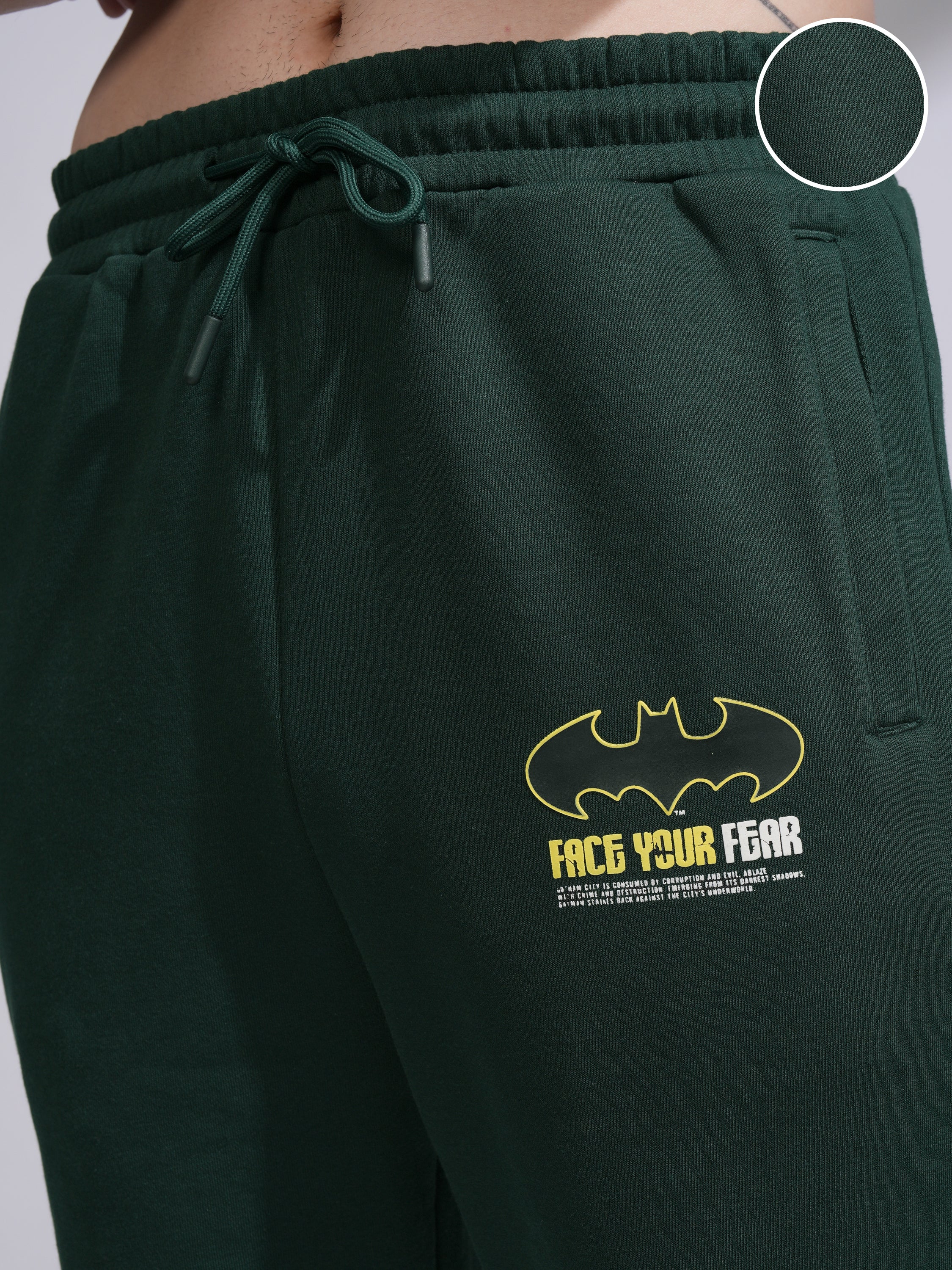 DC By Highlander Men Olive Batman Relaxed Fit Printed Joggers - Olive - Image 5
