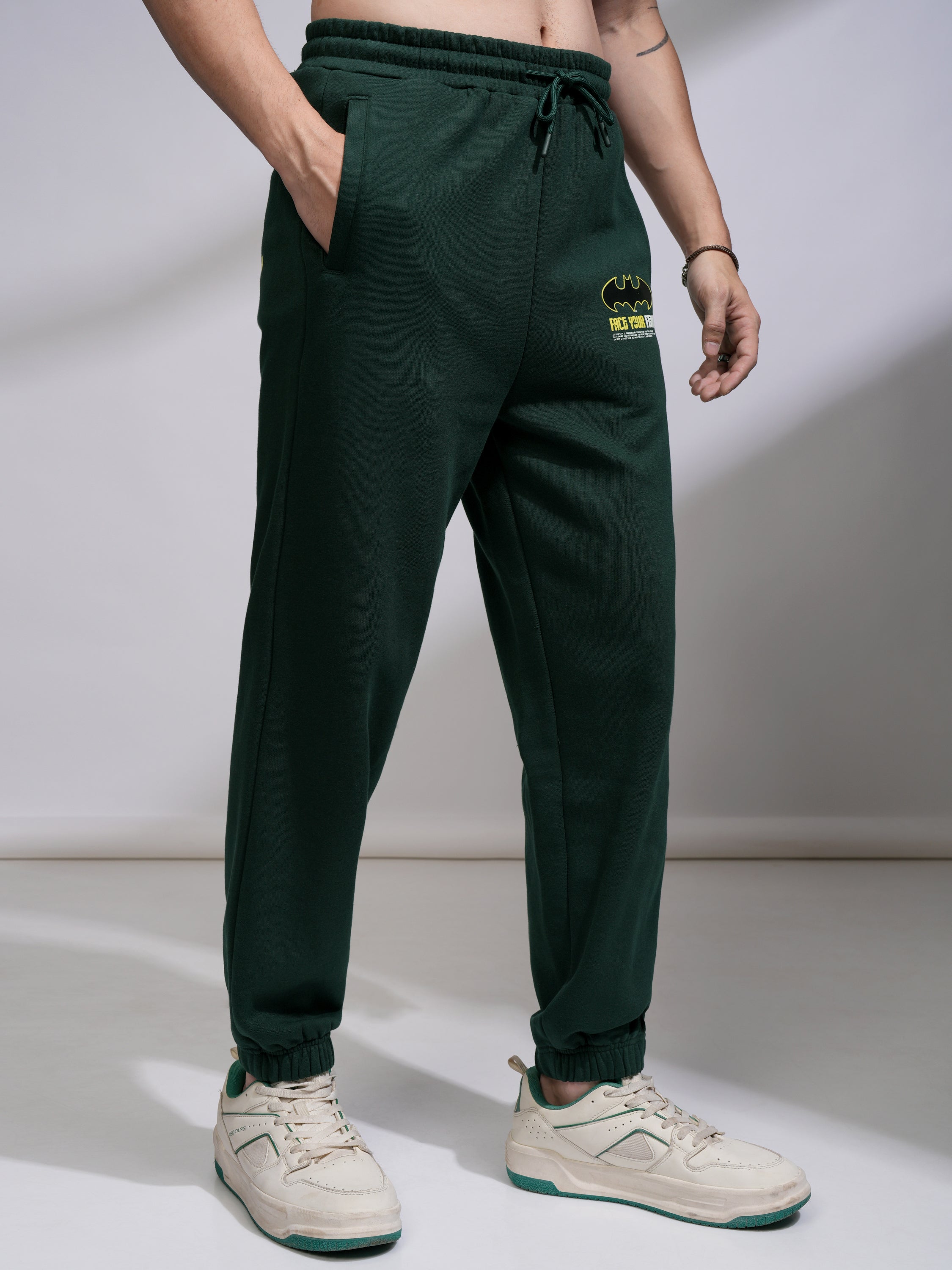 DC By Highlander Men Olive Batman Relaxed Fit Printed Joggers - Olive - Image 6