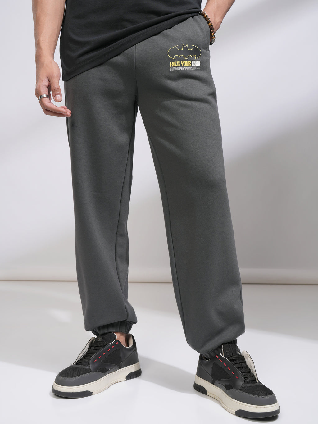 DC By Highlander Men Olive Batman Relaxed Fit Printed Joggers - Olive - Image 1