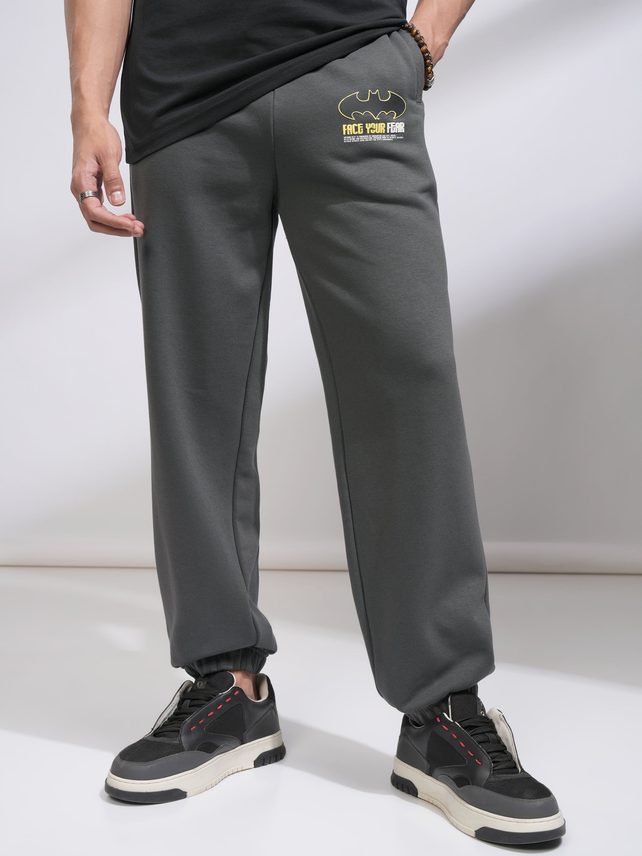 DC By Highlander Men Olive Batman Relaxed Fit Printed Joggers - Olive - Image 1