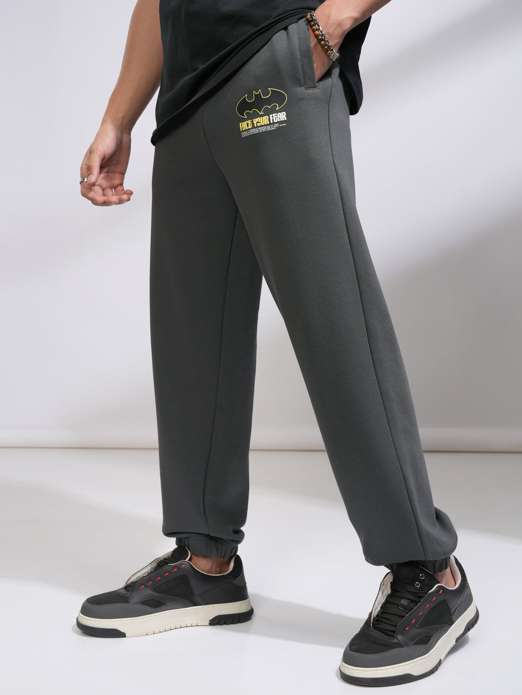 DC By Highlander Men Olive Batman Relaxed Fit Printed Joggers - Olive - Image 4