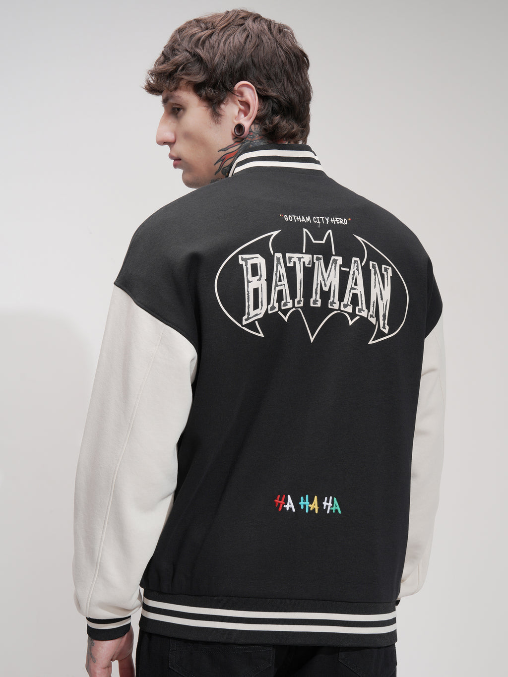 DC By Highlander Men Black Batman Printed Varsity Jacket - Black - Image 3