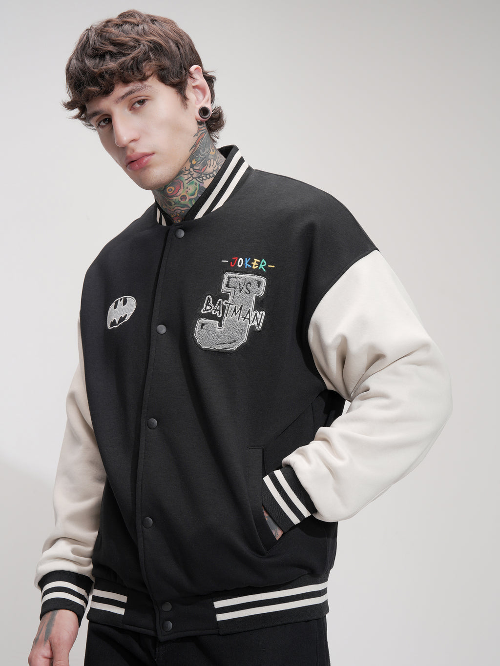 DC By Highlander Men Black Batman Printed Varsity Jacket - Black - Image 4