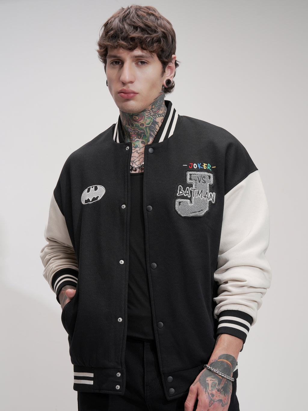 DC By Highlander Men Black Batman Printed Varsity Jacket - Black - Image 6