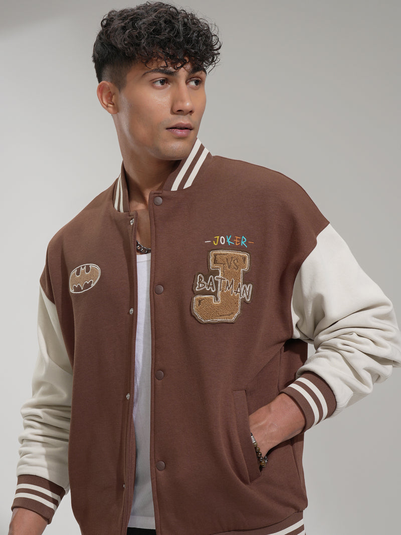 DC By Highlander Men Brown Batman Printed Varsity Jacket - Brown - Image 1