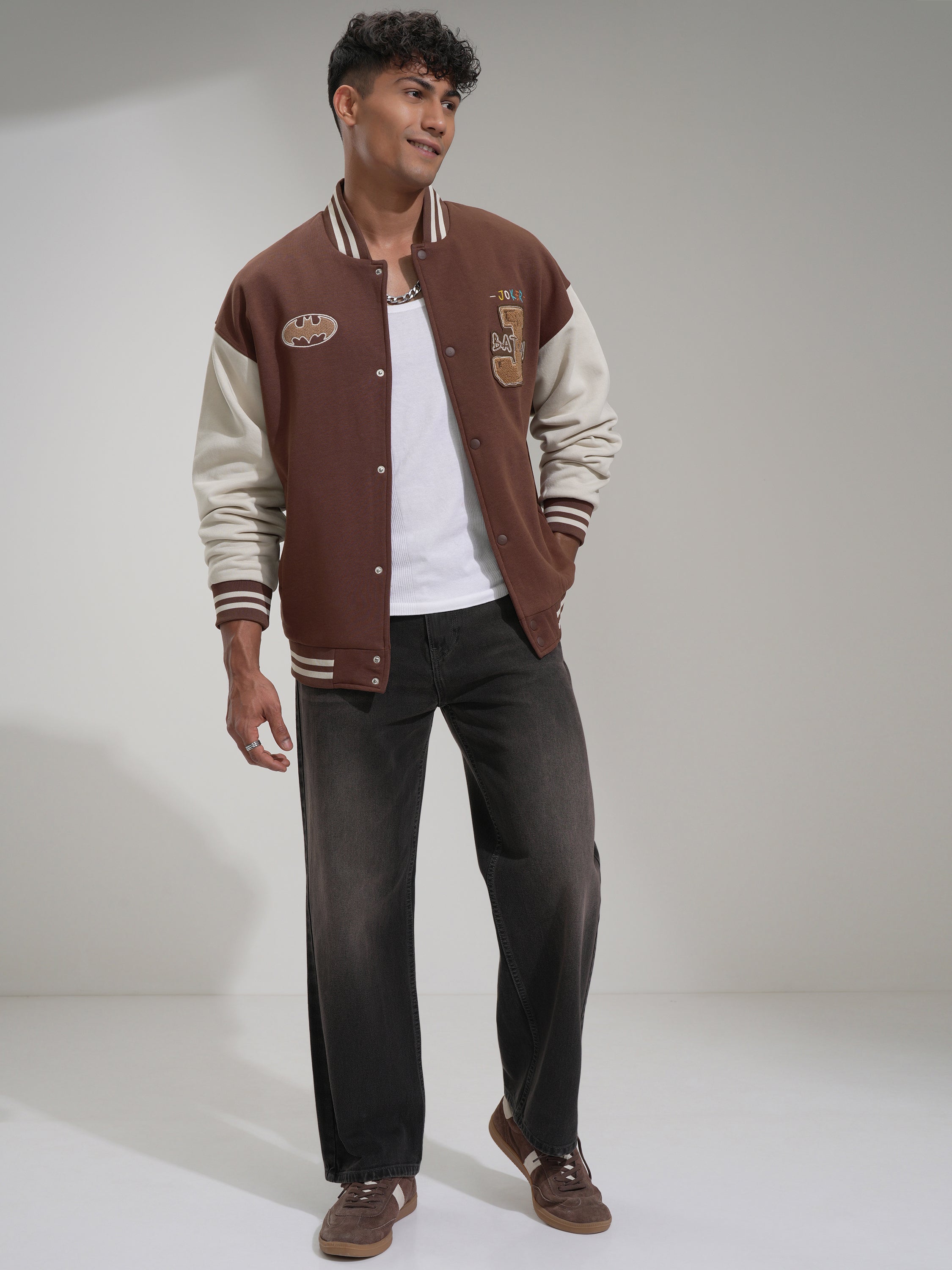 DC By Highlander Men Brown Batman Printed Varsity Jacket - Brown - Image 2