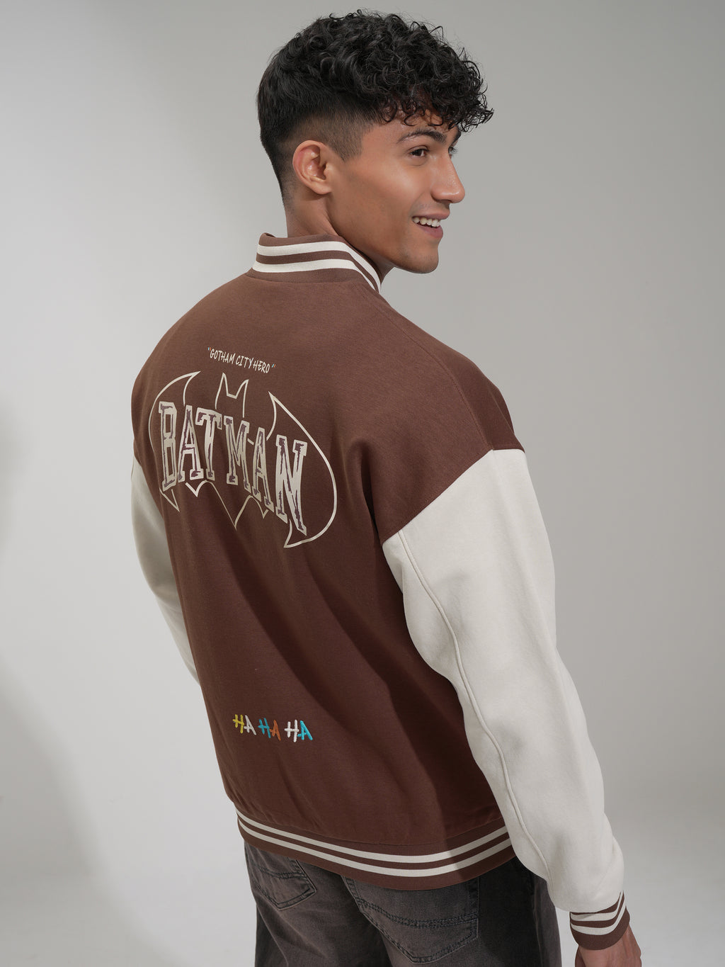 DC By Highlander Men Brown Batman Printed Varsity Jacket - Brown - Image 3