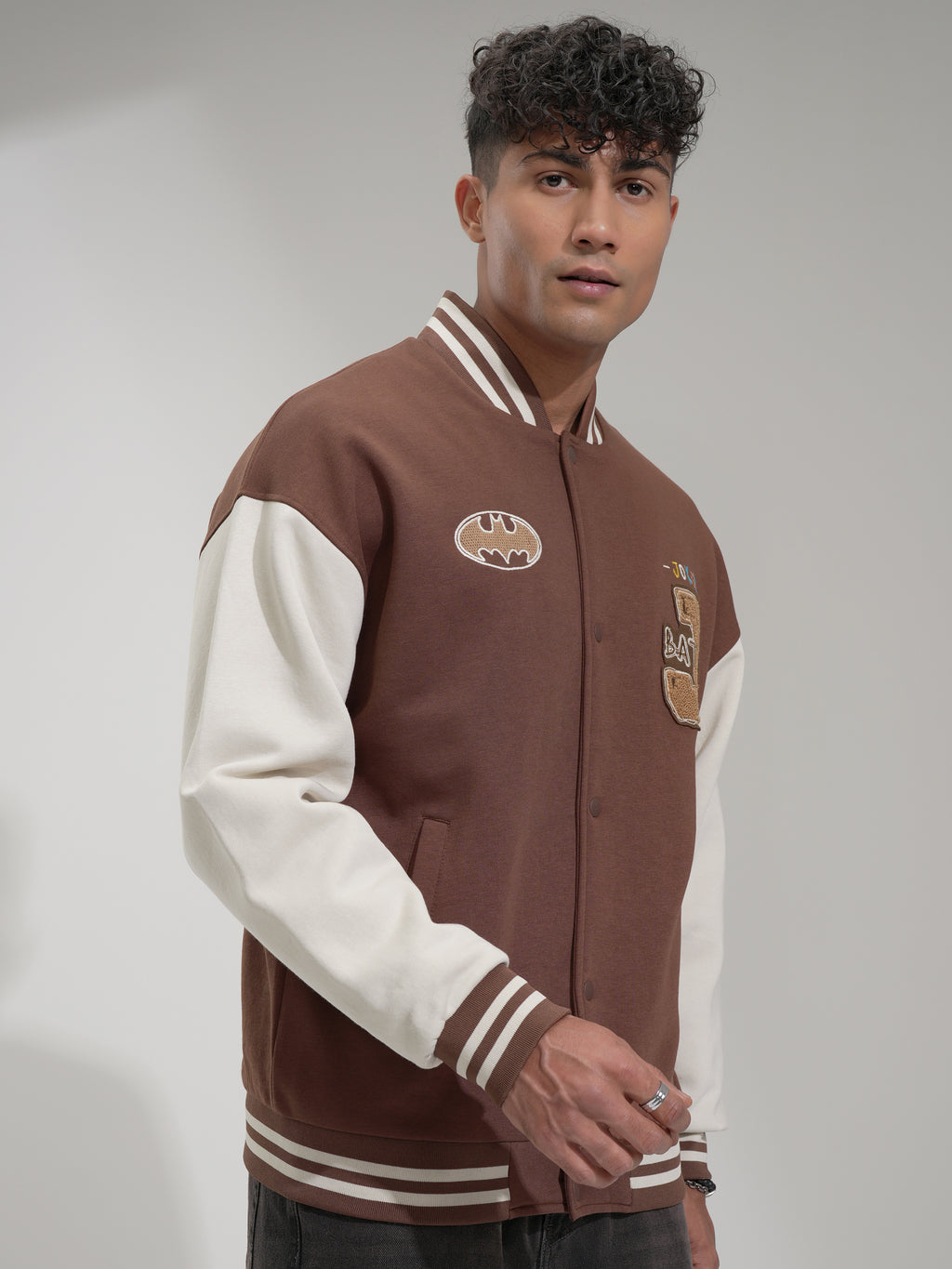 DC By Highlander Men Brown Batman Printed Varsity Jacket - Brown - Image 6