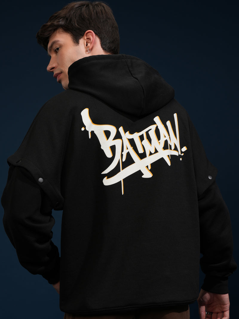 DC By Highlander Men Black Batman Hooded Pullover Sweatshirt - Black - Image 1