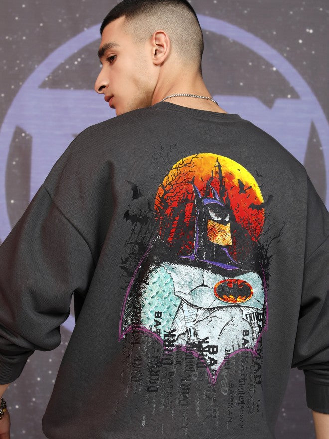 DC By Highlander Men Grey Batman Round Neck Pullover Sweatshirt - Grey - Image 1