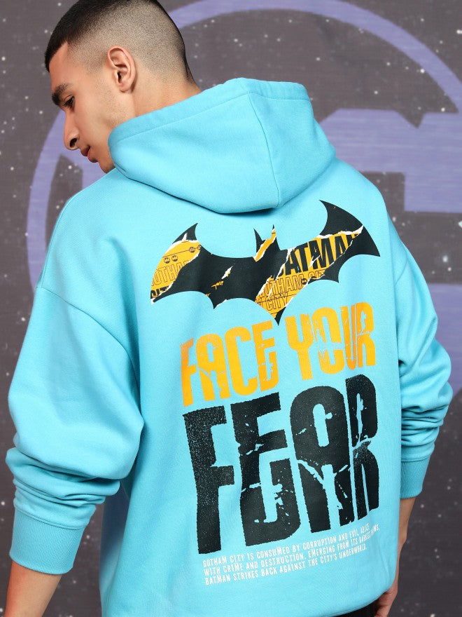 DC By Highlander Men Blue Batman Hooded Pullover Sweatshirt - Blue - Image 1