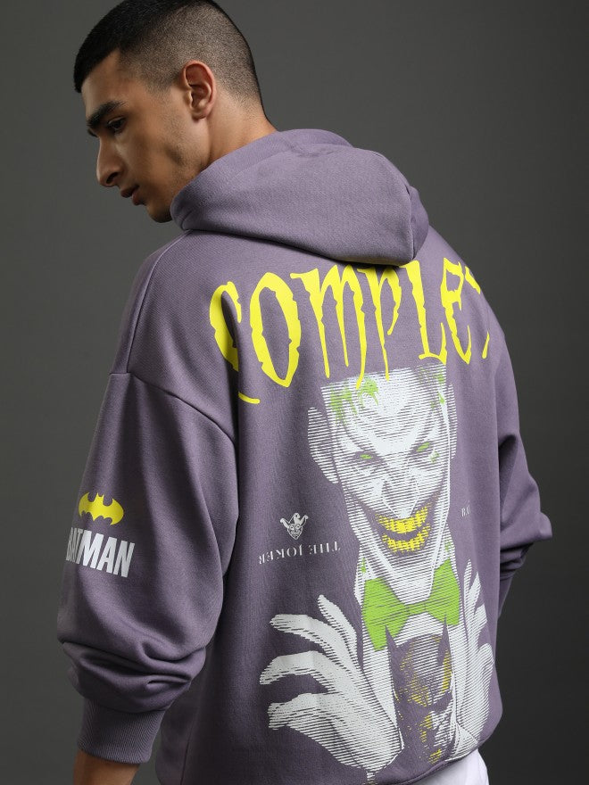 DC By Highlander Men Purple Joker Hooded Pullover Sweatshirt - Purple - Image 1