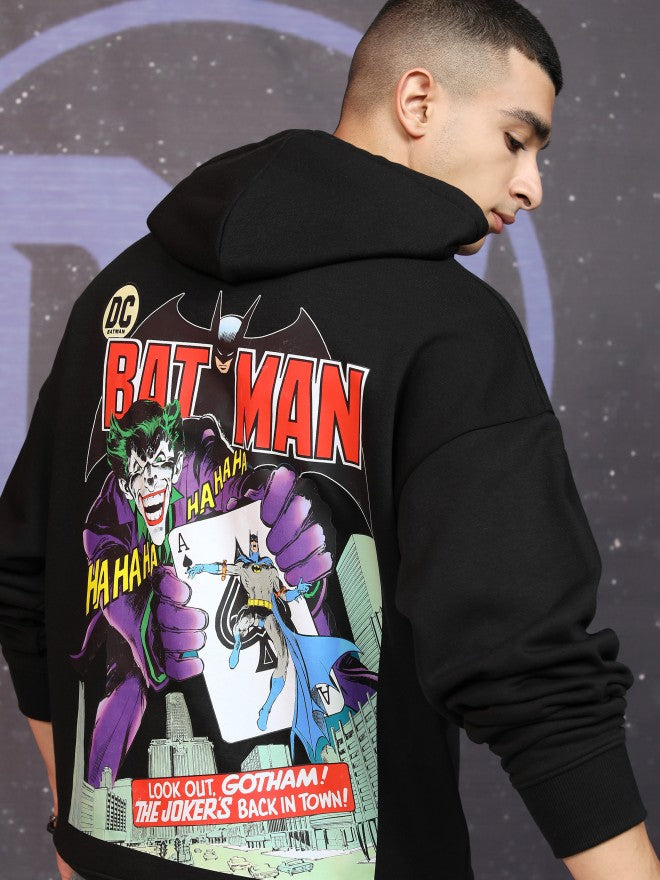 DC By Highlander Men Black Batman Hooded Pullover Sweatshirt - Black - Image 1