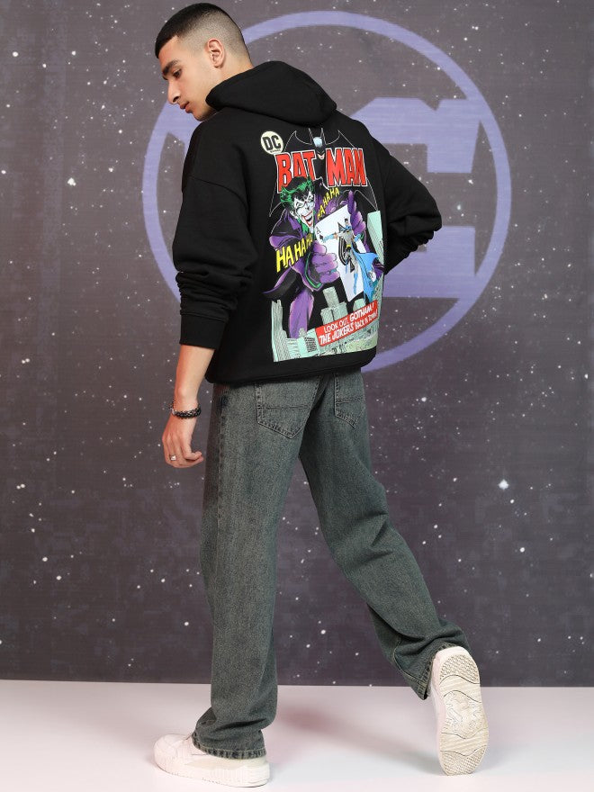 DC By Highlander Men Black Batman Hooded Pullover Sweatshirt - Black - Image 2